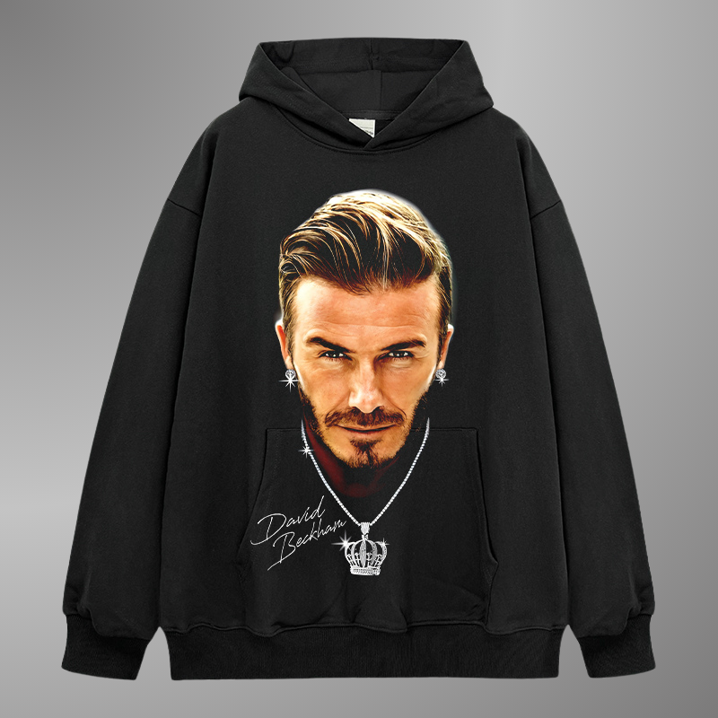 SUDADERA CON CAPUCHA Y CARA GRANDE DE DAVID BECKHAM 