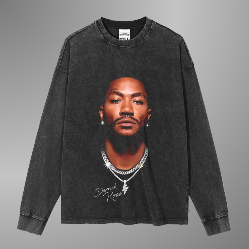 T-SHIRT À GRAND VISAGE DERRICK ROSE [LS] 