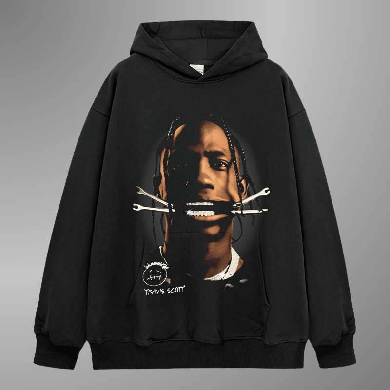 Sudadera con capucha y cara grande de Travis Scott, versión 2