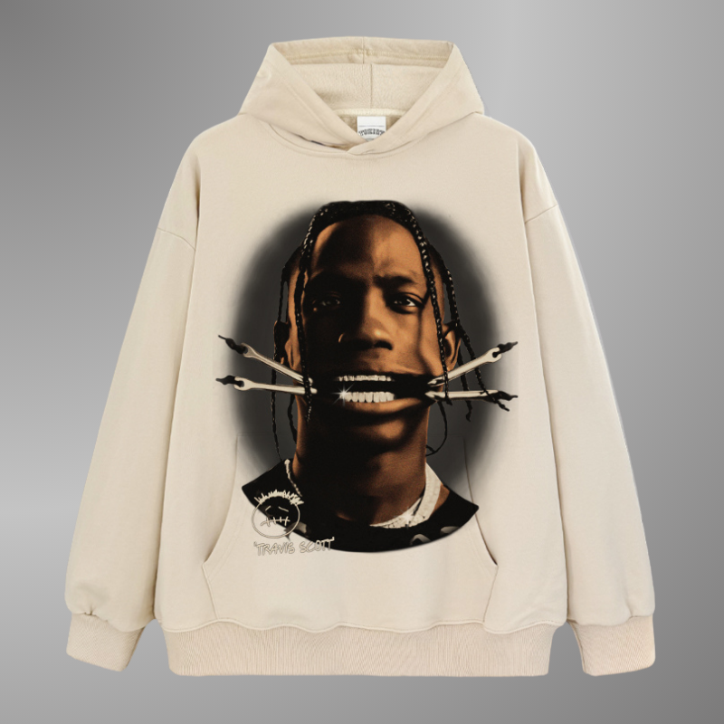 Sudadera con capucha y cara grande de Travis Scott, versión 2
