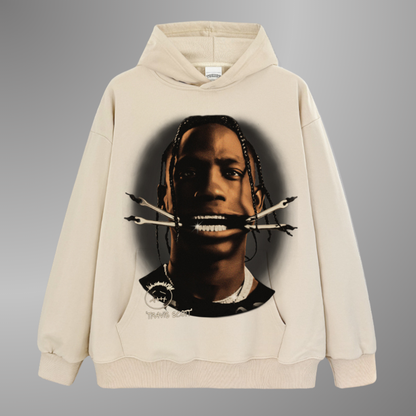 Sudadera con capucha y cara grande de Travis Scott, versión 2