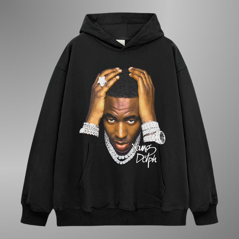 SUDADERA CON CAPUCHA DE CARA GRANDE DE YOUNG DOLPH 